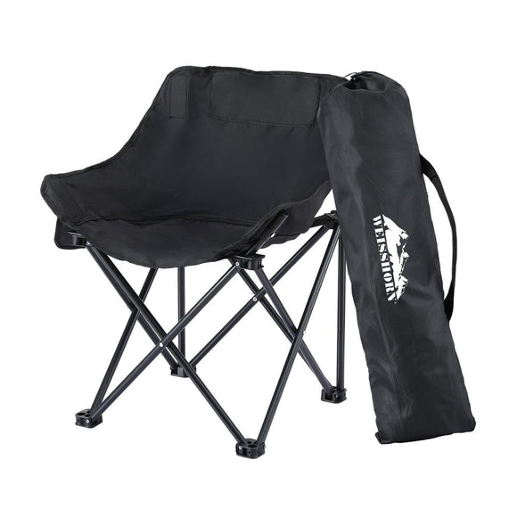 Weisshorn Folding Camping Moon Chair Portable Seat Weight Capacity 120KG Black - RnR Galore