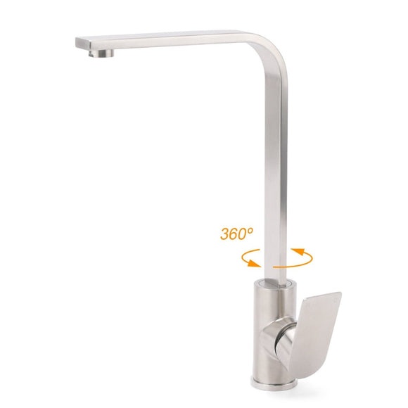 WELS Brushed Nickel Square Kitchen Sink Laundry Mixer 360º Swivel Faucet Tapware - RnR Galore