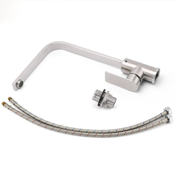 WELS Brushed Nickel Square Kitchen Sink Laundry Mixer 360º Swivel Faucet Tapware - RnR Galore