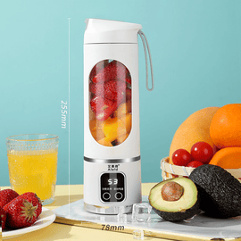White 7.4V Portable Blender Smoothie Maker 450ml Wireless Rechargeable Juicer Cup with 12 - Blade Stainless Steel Cutter, LED Digital Display, USB Charging Personal Blender for Travel Gym Office Home - RnR Galore