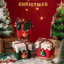 White and Green Luxe Plush Christmas Gift Box - Decorative Holiday Treat Box with Snowy Trim - RnR Galore