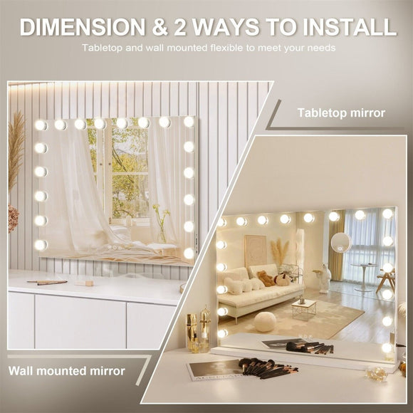 White Bluetooth Hollywood Mirror Rectangle Vanity Wall Light - RnR Galore