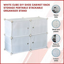White Cube DIY Shoe Cabinet Rack Storage Portable Stackable Organiser Stand - RnR Galore