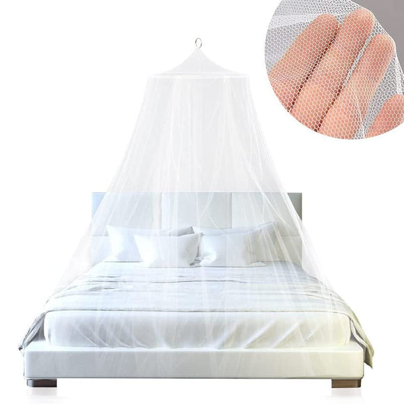 White Hanging Princess Bed Canopy Mosquito Net - Dome Bedding for Dorm Rooms & Bedrooms (Fits 1.5m - 1.8m Beds) - RnR Galore