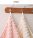 White Plush Ribbed Coral Fleece 3 - Piece Towel Set - Ultra Soft & Absorbent Bath, Hand Towel and Hair Wrap - RnR Galore