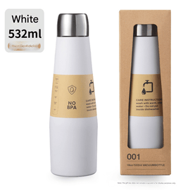 White Premium 304 Stainless Steel Vacuum Insulated Water Bottle - 532ml Large Capacity Sports Flask with 12 - 24 Hour Thermal Retention, Leak - Proof Portable Travel Mug for Gym, Office, Car and Outdoor Activities - RnR Galore