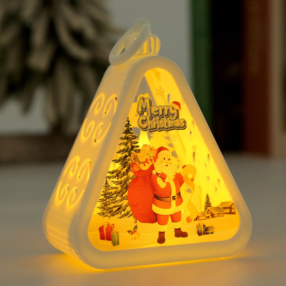 White Santa Claus Charming Christmas Scene Mini Lanterns (Set of 3) - Battery Operated LED Lights for a Cozy Holiday Glow - RnR Galore