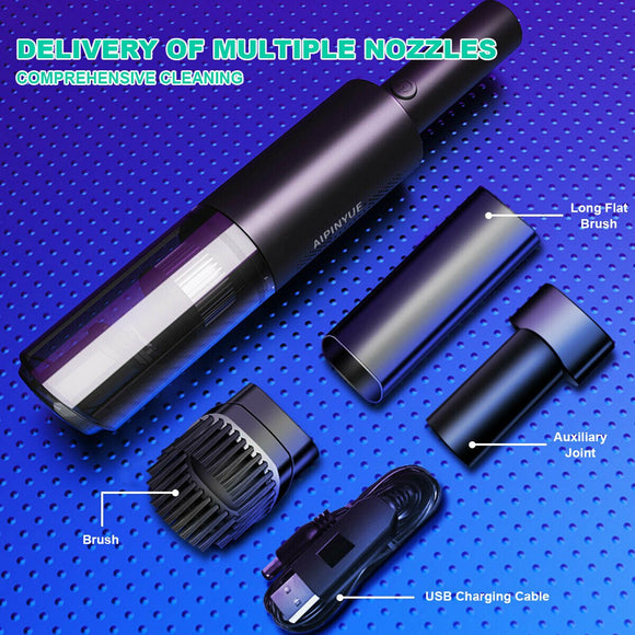 Wireless Charge 6000Pa Suction Powerful Portable Car Vacuum Cleaner Home Duster(Black) - RnR Galore