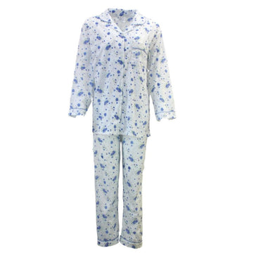 Womens PYJAMAS PJs Set Pajamas Ladies Cotton PJ Womens Long Sleeve Sleepwear - Blue - 12 - RnR Galore