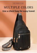 Women's Soft PU Leather Sling Bag Crossbody Chest Purse with Adjustable Boho Strap - Lightweight Multi - Pocket Shoulder Daypack for Travel & Daily Use - Black - RnR Galore