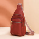 Women's Soft PU Leather Sling Bag Crossbody Chest Purse with Adjustable Boho Strap - Lightweight Multi - Pocket Shoulder Daypack for Travel & Daily Use - Red - RnR Galore