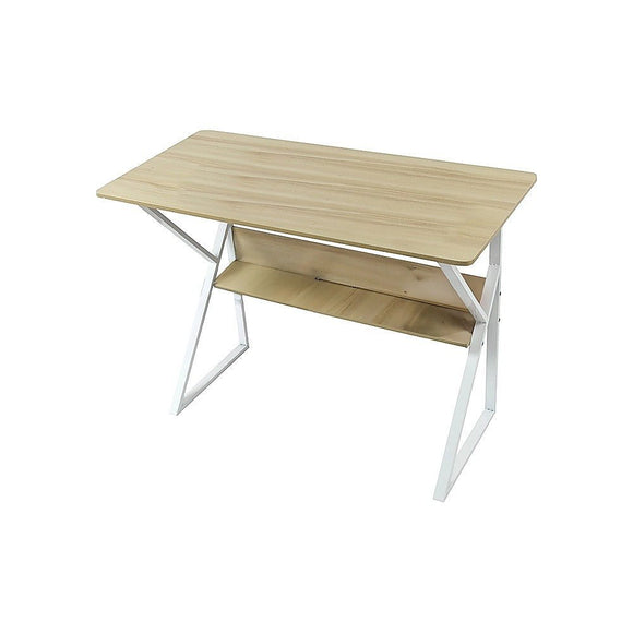 Wood & Metal Computer Desk with Shelf Home Office Furniture - RnR Galore