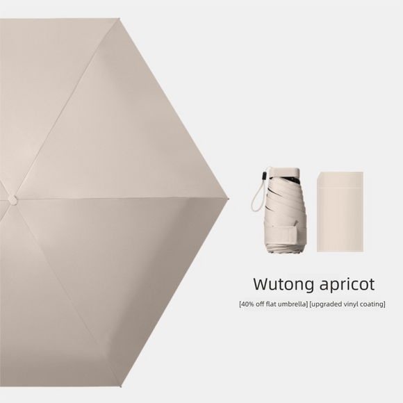 Wutong Apricot Compact Mini Travel Umbrella UPF50+ UV Protection Waterproof 6 - Fold Flat Design Lightweight Sun & Rain Parasol for Handbag - RnR Galore