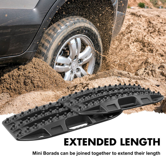 X - BULL Mini Recovery Tracks Traction Boards Sand Mud Snow 4WD 4x4 Vehicle 1 Pair Black - RnR Galore