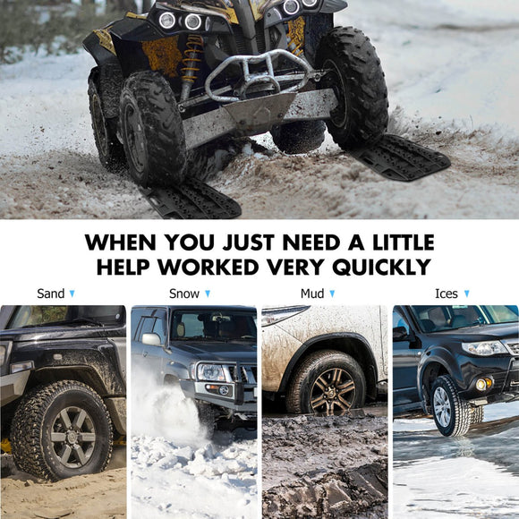X - BULL Mini Recovery Tracks Traction Boards Sand Mud Snow 4WD 4x4 Vehicle 1 Pair Black - RnR Galore