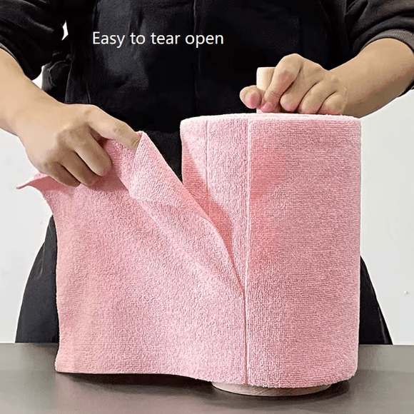 Yellow 4 - Roll Pack, 80 Sheets Reusable Tear - Off Microfiber Cleaning Cloths - Non - Stick Oil & Absorbent Kitchen Wipes - RnR Galore