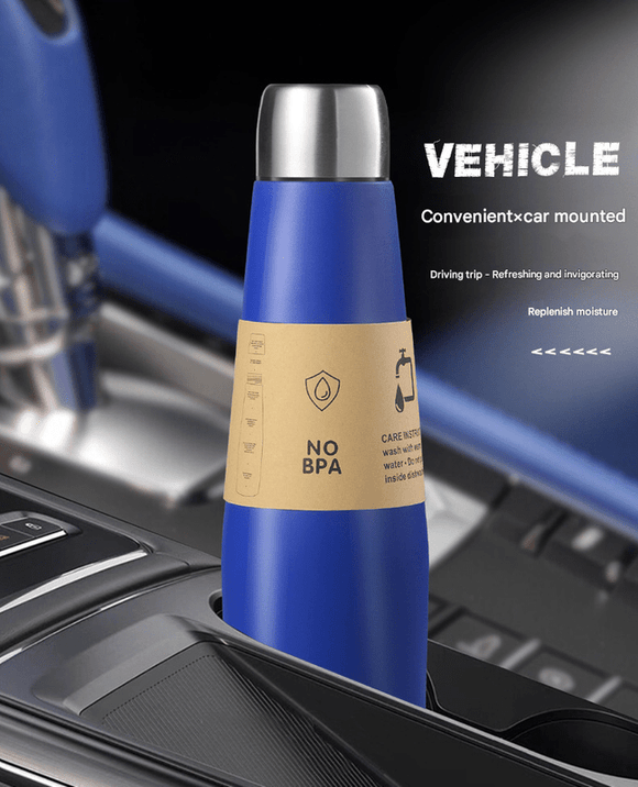 Yellow Premium 304 Stainless Steel Vacuum Insulated Water Bottle - 532ml Large Capacity Sports Flask with 12 - 24 Hour Thermal Retention, Leak - Proof Portable Travel Mug for Gym, Office, Car and Outdoor Activities - RnR Galore