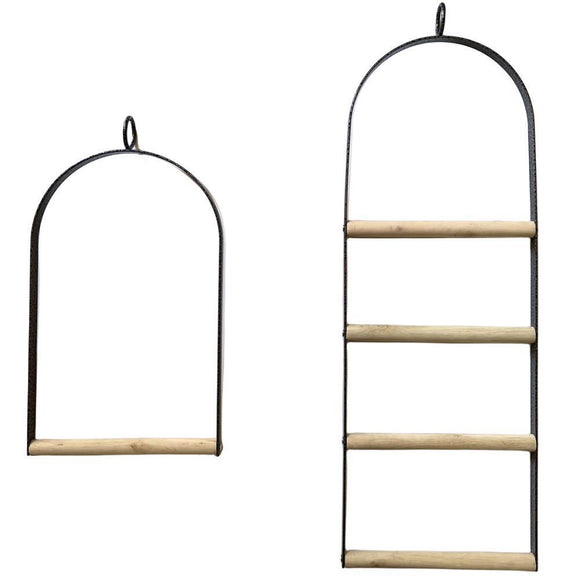 YES4PETS Bird Cage Jumbo Swing Metal Arch Frame Wood Perch Canary Pet Parrot Hanging Toy - RnR Galore