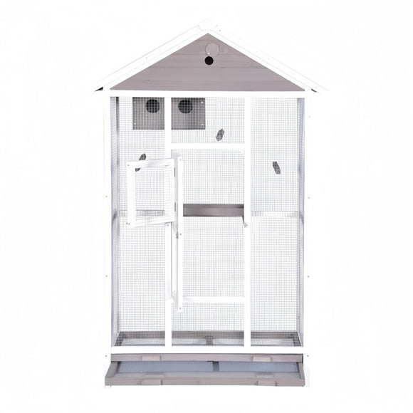 YES4PETS Wooden XXL Pet Cages Aviary Carrier Travel Canary Parrot Bird Cage Grey - RnR Galore
