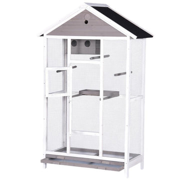 YES4PETS Wooden XXL Pet Cages Aviary Carrier Travel Canary Parrot Bird Cage Grey - RnR Galore