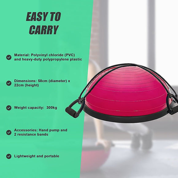 Yoga Balance Trainer Exercise Ball for Arm, Leg, Core Workout with Pump, 2 Resistance Bands - RnR Galore