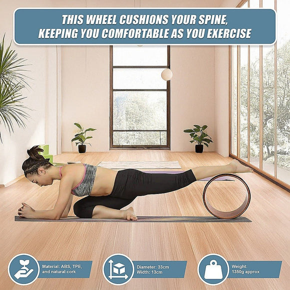 Yoga Pilates Wheel Cork Circle Prop Back Chest Hips Abdomen Stretch Roller - RnR Galore