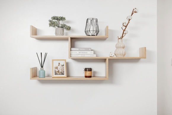 ZURICH MULTI LEVEL SHELF KIT (OAK) - RnR Galore