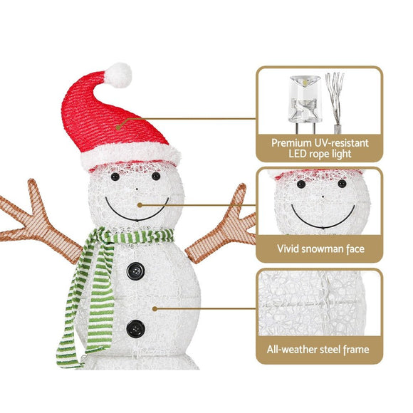 0.97M Christmas Lights Snowman 80 LED Decorations Jingle Jollys - RnR Galore