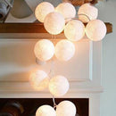 1 Set of 20 LED White 5cm Cotton Ball Battery Powered String Lights Christmas Gift Home Wedding Party Bedroom Decoration Outdoor Indoor Table Centrepiece - RnR Galore
