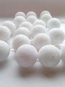 1 Set of 20 LED White 5cm Cotton Ball Battery Powered String Lights Christmas Gift Home Wedding Party Bedroom Decoration Outdoor Indoor Table Centrepiece - RnR Galore