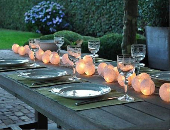 1 Set of 20 LED White 5cm Cotton Ball Battery Powered String Lights Christmas Gift Home Wedding Party Bedroom Decoration Outdoor Indoor Table Centrepiece - RnR Galore