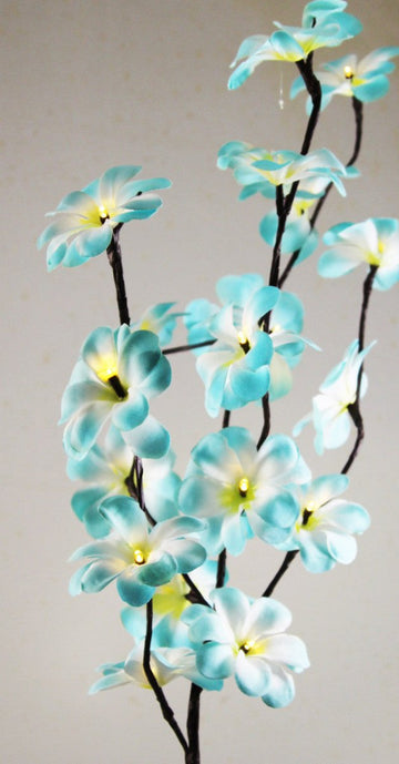 1 Set of 50cm H 20 LED Blue Frangipani Tree Branch Stem Fairy Light Wedding Event Party Function Table Vase Centrepiece Tropical Decoration - RnR Galore