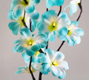 1 Set of 50cm H 20 LED Blue Frangipani Tree Branch Stem Fairy Light Wedding Event Party Function Table Vase Centrepiece Tropical Decoration - RnR Galore