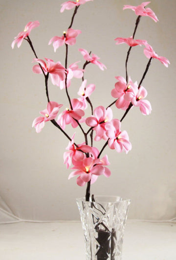 1 Set of 50cm H 20 LED Pink Frangipani Tree Branch Stem Fairy Light Wedding Event Party Function Table Vase Centrepiece Decoration Girl Bedroom - RnR Galore
