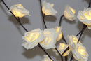 1 Set of 50cm H 20 LED White Rose Tree Branch Stem Fairy Light Wedding Event Party Function Table Vase Centrepiece Decoration - RnR Galore
