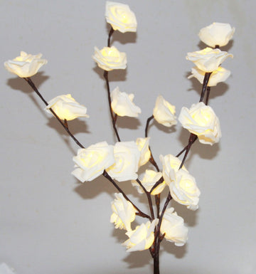 1 Set of 50cm H 20 LED White Rose Tree Branch Stem Fairy Light Wedding Event Party Function Table Vase Centrepiece Decoration - RnR Galore