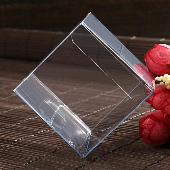 10 Pack of 5cm Clear PVC Plastic Folding Packaging Small rectangle/square Boxes for Wedding Jewelry Gift Party Favor Model Candy Chocolate Soap Box - RnR Galore
