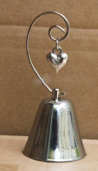 10 Pack of Silver Wedding Kissing Bell Name Card Stand Holder with Heart in Ring Bomboniere Favour Gift - RnR Galore