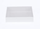 10 Pack of White Card Box - Clear Slide On Lid - 30 x 20 x 8cm - Large Beauty Product Gift Giving Hamper Tray Merch Fashion Cake Sweets Xmas - RnR Galore