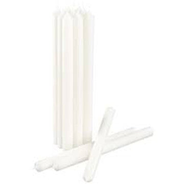 10 pack white wax 20cm taper church house vigil candleabra candle 2CM WIDE - RnR Galore