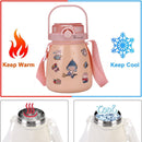 1000ml Large Water Bottle Stainless Steel Straw Water Jug with FREE Sticker Packs (Pink) - RnR Galore
