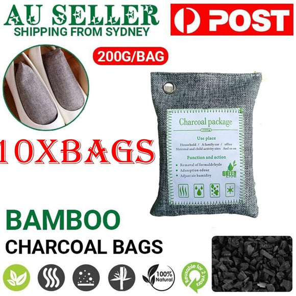 10PCS Air Purifying Bags Activated Bamboo Charcoal Freshener for Car Home Shoes 200g - RnR Galore