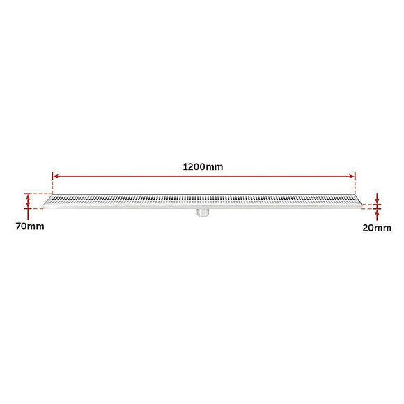 1200mm Bathroom Shower Stainless Steel Grate Drain w/Centre outlet Floor Waste Square Pattern - RnR Galore
