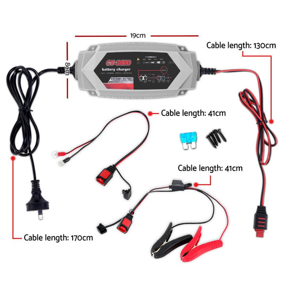 12V Automatic Car Battery Charger 6V 3.5Amp Vehicle Truck Chargers AGM - RnR Galore