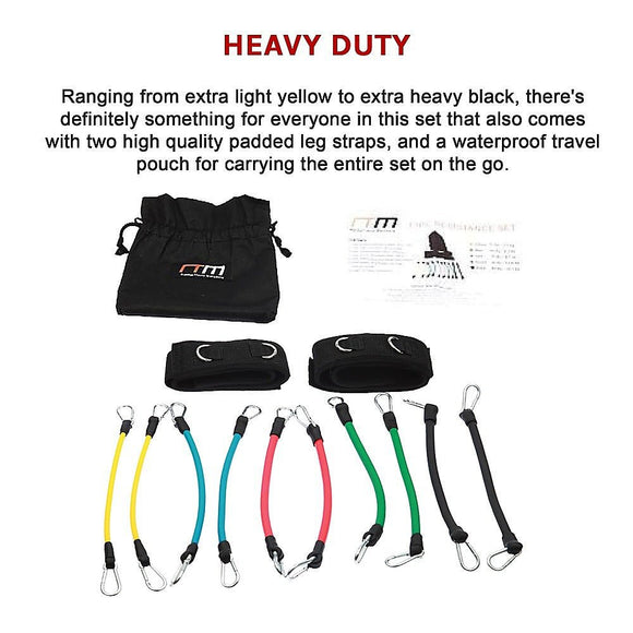 13PC Resistance Bands Set – Fitness Exercise Tubes with Handles & Leg Bands - RnR Galore