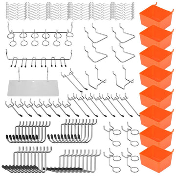 142Pc Pegboard Hooks Set Peg board Hanger Assortment Storage Trays Organizer Bin - RnR Galore