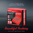 14Pc E Torx Socket Set Female Start Bit External Hex Torque E4 - E24 With Case - RnR Galore