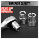 14Pc E Torx Socket Set Female Start Bit External Hex Torque E4 - E24 With Case - RnR Galore