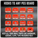 16Pc Pegboard Bins Peg Board Parts Storage With Steel Hooks Tools Organiser Tray - RnR Galore