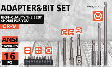 16Pc Socket Bit Adaptor Set Power Drill Nut Driver Extension Screwdriver Bits - RnR Galore